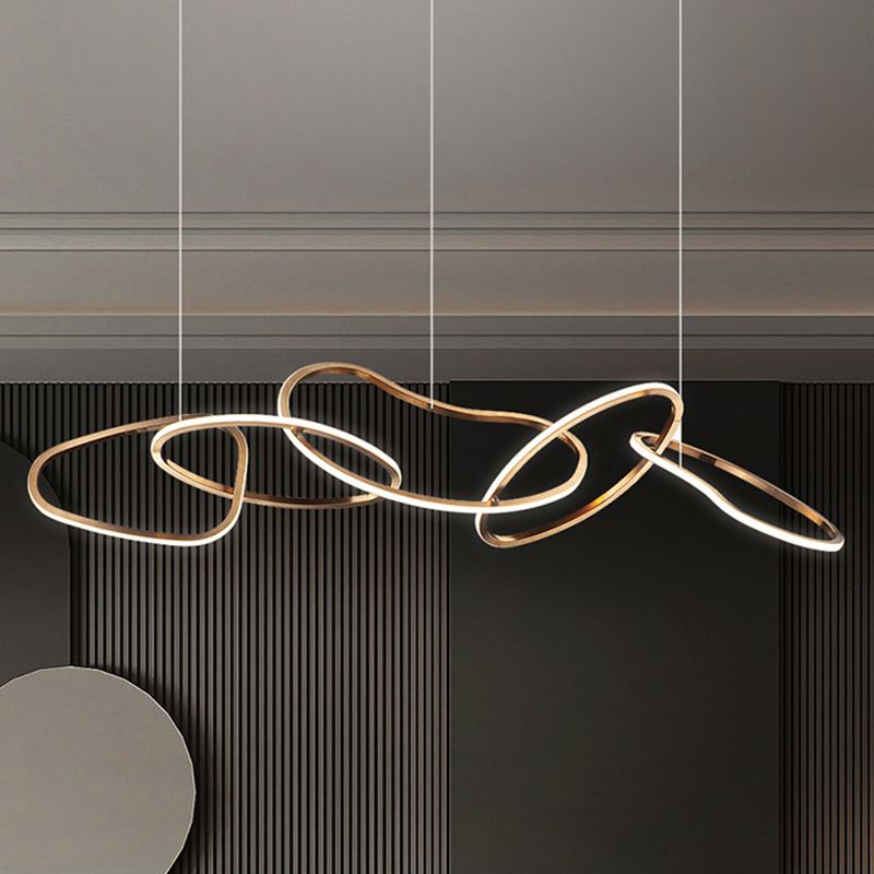 Rose Gold Metal Island Lights Acrylic Shade Modern Simplicity Hanging Lamp