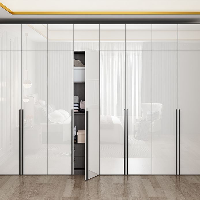 Mirrored Finish Wardrobe Armoire Modern Style Engineered Wood Wardrobe
