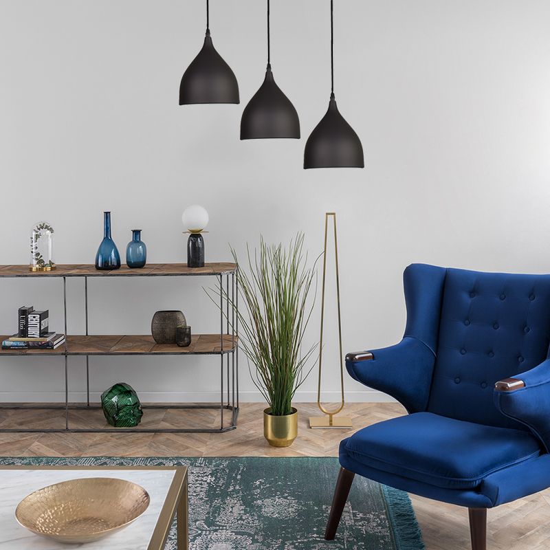 6,5 "/10"/12 "Luce a soffitto a pendente a cupola larga Metallo moderno 1 Luce di sospensione nero/bianco/rosso