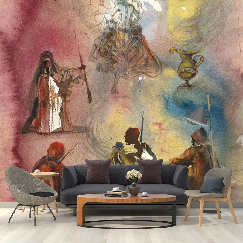 Surrealist Religious Wallpaper Mural Red Waterproofing Wall Art for Home Gallery