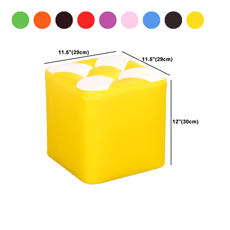 Contemporary Footstool Ottoman Faux Leather Tufted Patchwork Square Ottoman