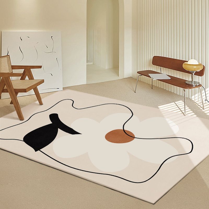 Modern Orange Rug Color Puiece Polyester Area Rug Washable Rug for Drawing Room
