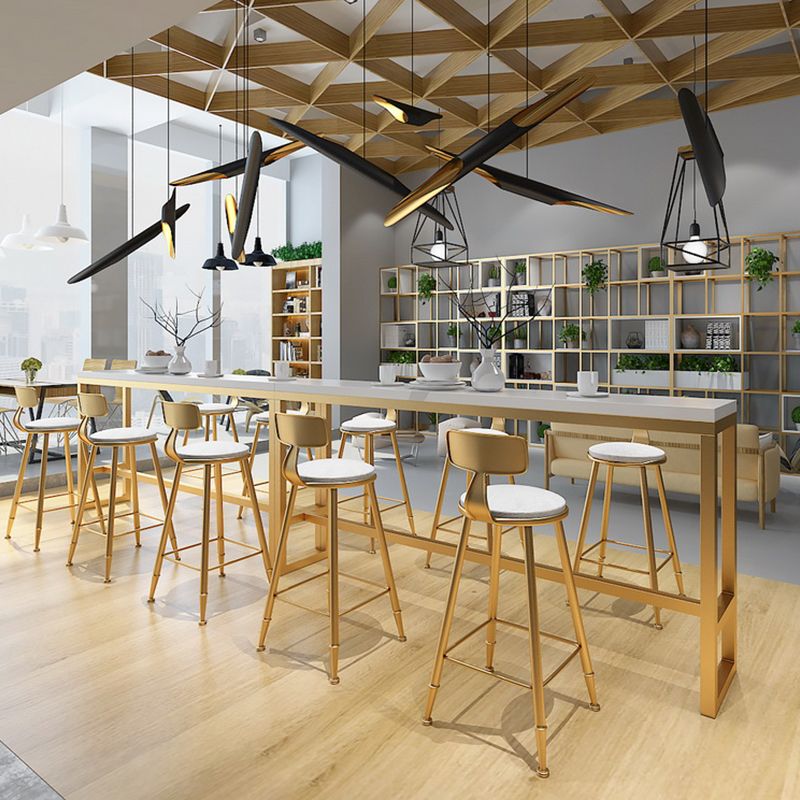 Glam Bar Height Table Solid Wood Top Bistro Pub Table with Gold Base