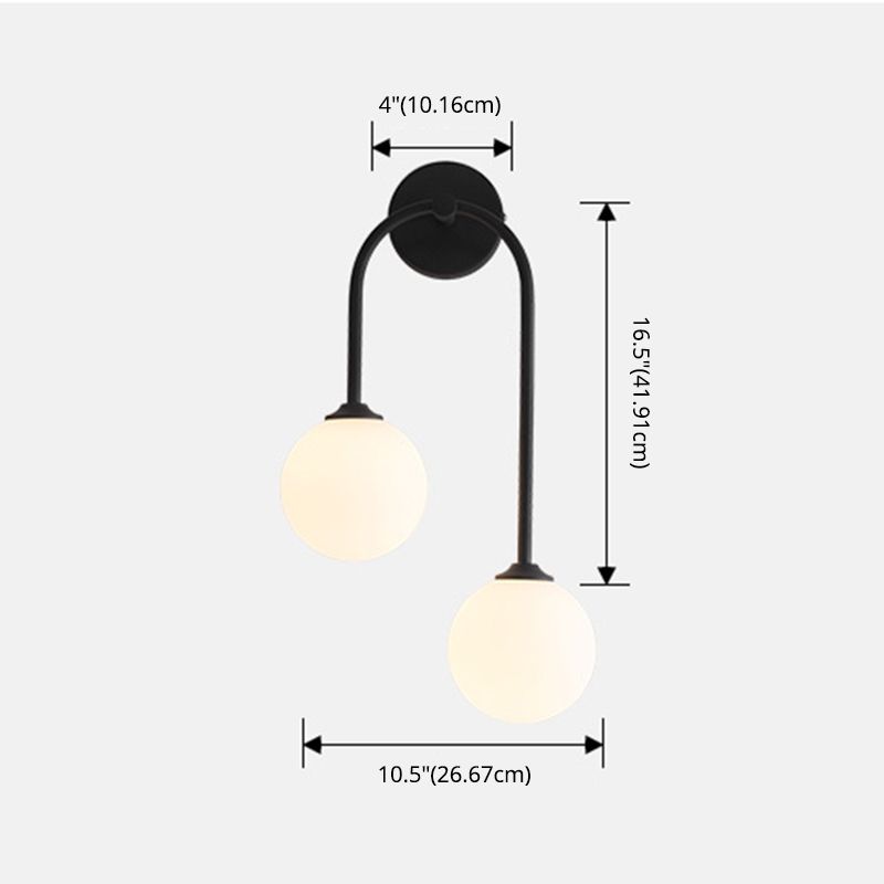 Modern Spherical Sconce Light Fixtures 2 Lights Wall Sconces with Glass Shade