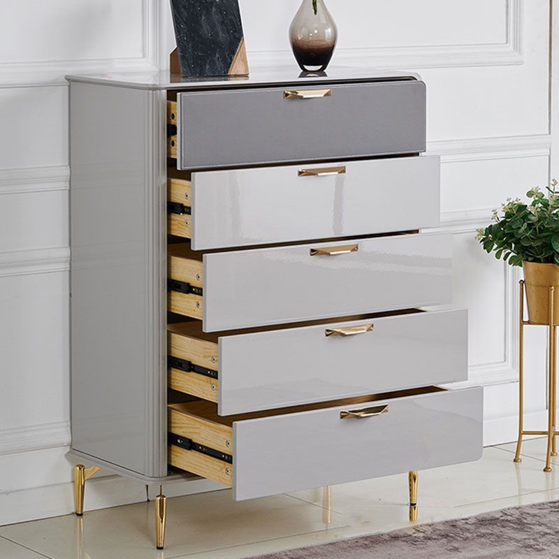 Bedroom Glam Storage Chest Stone 16"Wide Chest in Gray with Drawers