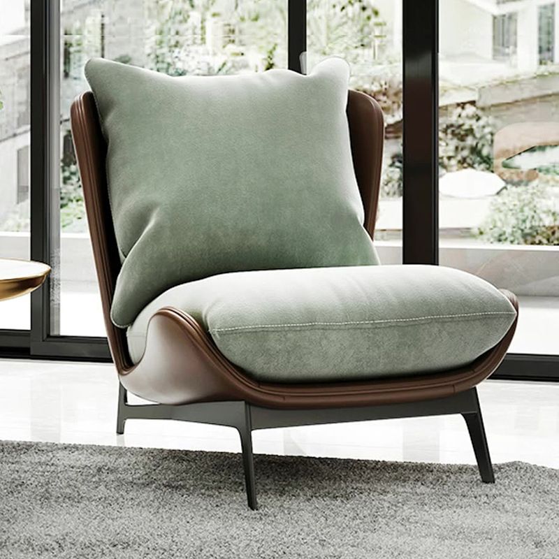 Nordic Style Armless Black Metal Upholstered Chair with Pillow Back