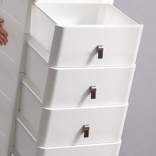 White Plastic Storage Cabinet for Bathroom Contemporary Cabinet with Drawers