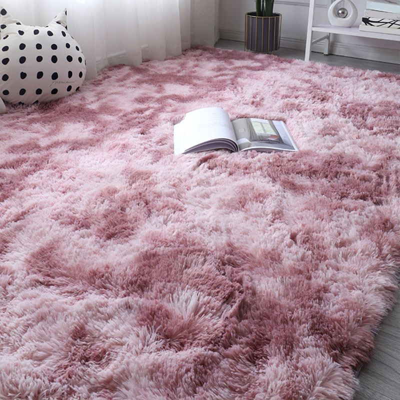 Multi Color Bedroom Rug Comfort Tie Dye Printed Indoor Rug Faux Wool Non-Slip Backing Pet Friendly Rug