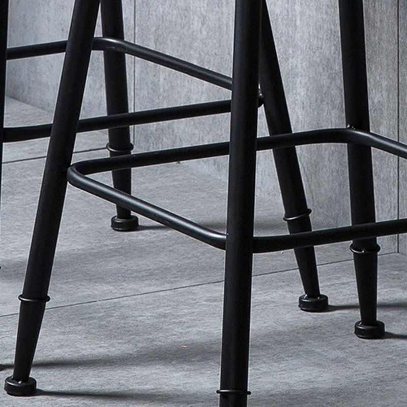 Contemporary Solid Wood Dining Stools Armless Bar Stools with Metal Base