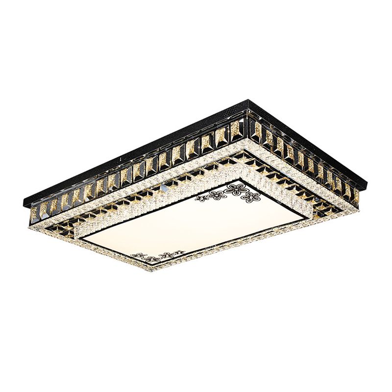 Inserito Cristallo Nero Flush Light Rettangolare LED Flush Monte Massimale Luce