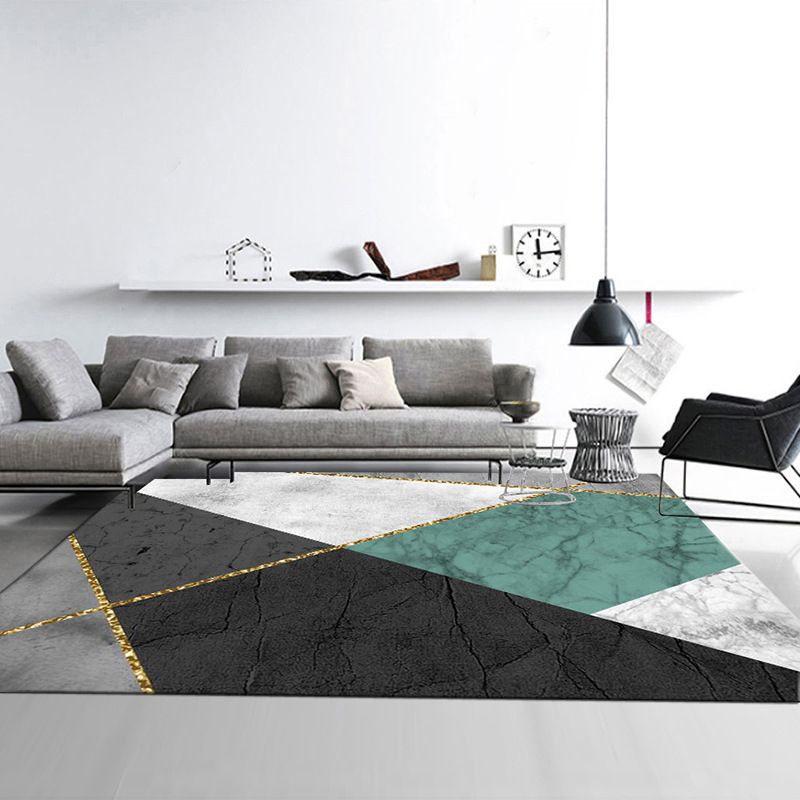 Luxury Area Carpet Funky Contrast Panel Rug Washable Polyester Stain Resistant Carpet for Home Decor