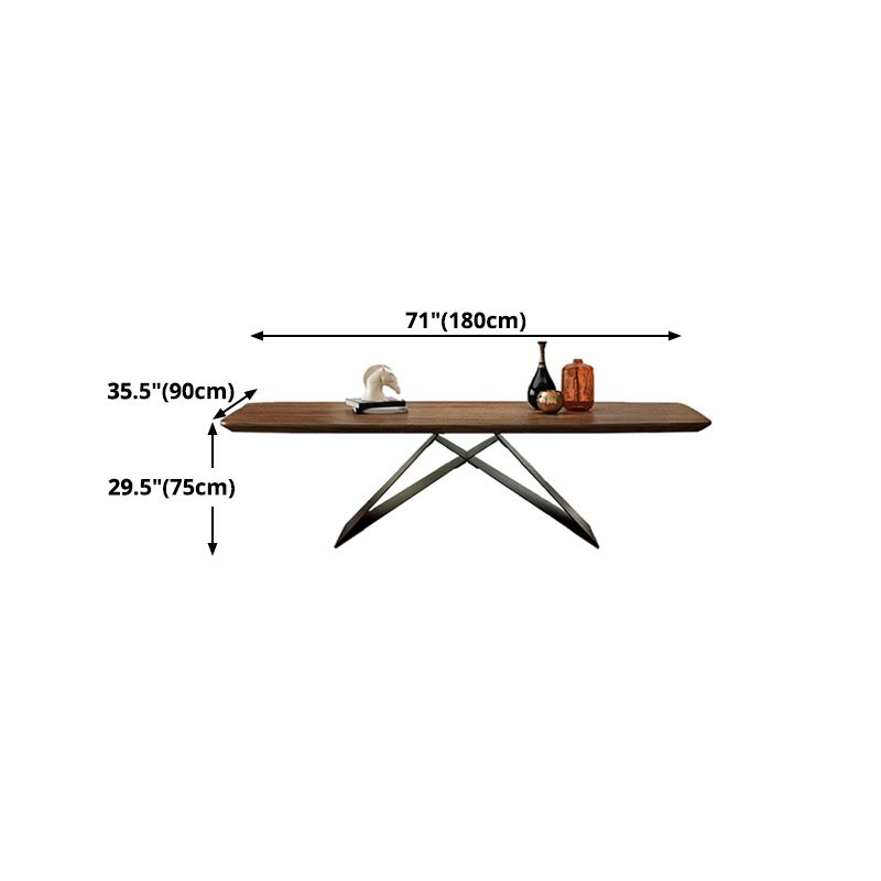 Industrial Metal Rectangle Dining Table Walnut Wood Top Table for Kitchen