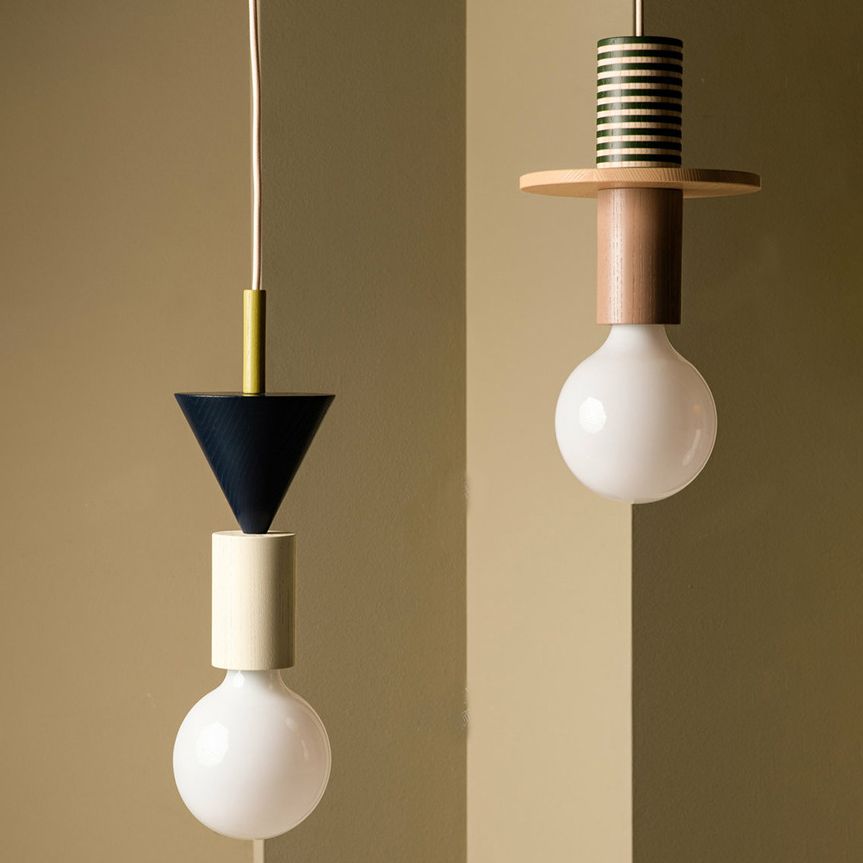 Solid Wood Small Pendant Lamp Macaron Style 1-Light Suspension Light