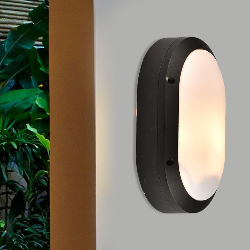 1 Light Wall Lamp Classic Style Elliptical Opal Glass Wall Mount Lighting in Black with/without Frame