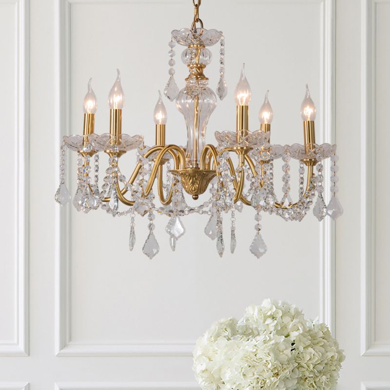 Candelabra Crystal Chandelier Lighting Fixture Rustic Style Living Room Hanging Chandelier