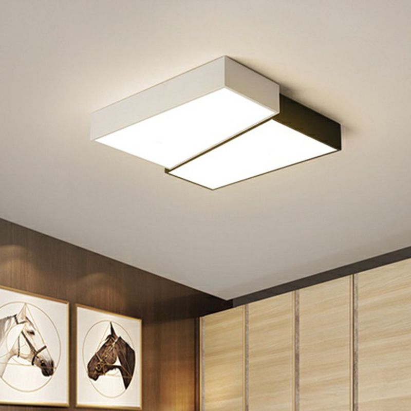 Slaapkamer plafondmontage verlichting moderne zwarte inbouw met geometrische acryl kap