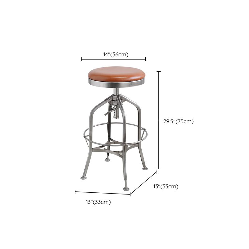 Industrial Metal Legs Bar Stools Indoor Faux Leather Counter Chair