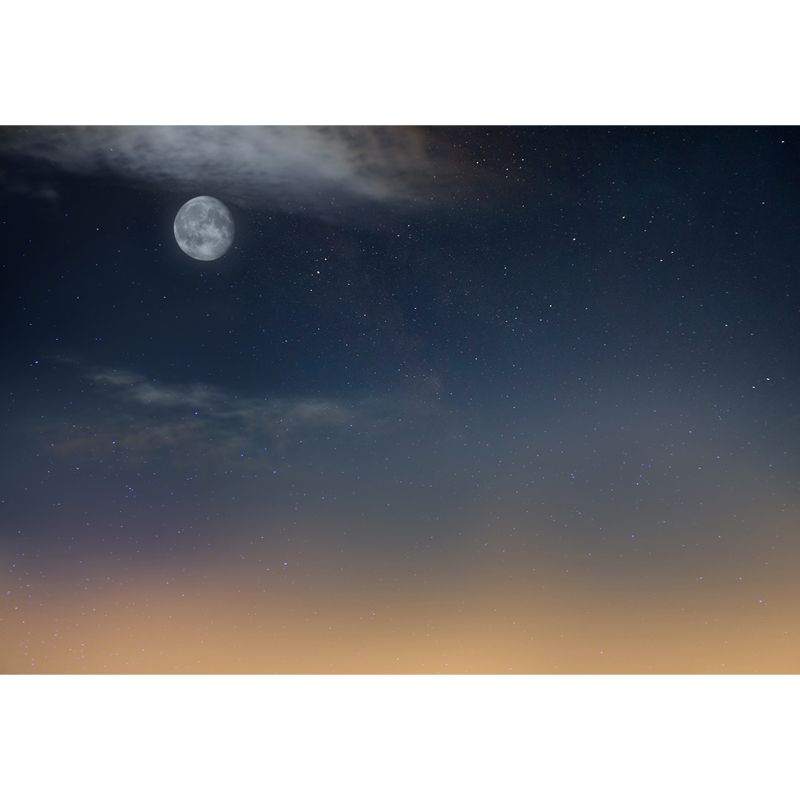 Night Moon and Stars Mural Modernist Non-Woven Cloth Wall Decor in Yellow and Blue