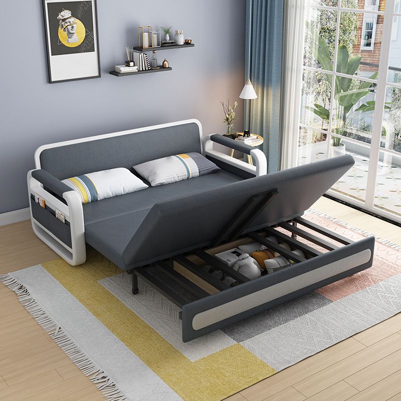 Tight Back Convertible Fabric Sofa Bed High Wear Resistance Square Arm Sofa Bed
