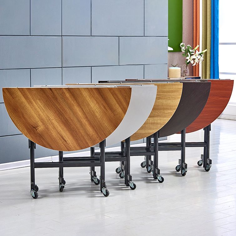 Mid-Century MDF-Küchen-Esstisch, runder Standard-Esstisch mit doppeltem Sockel