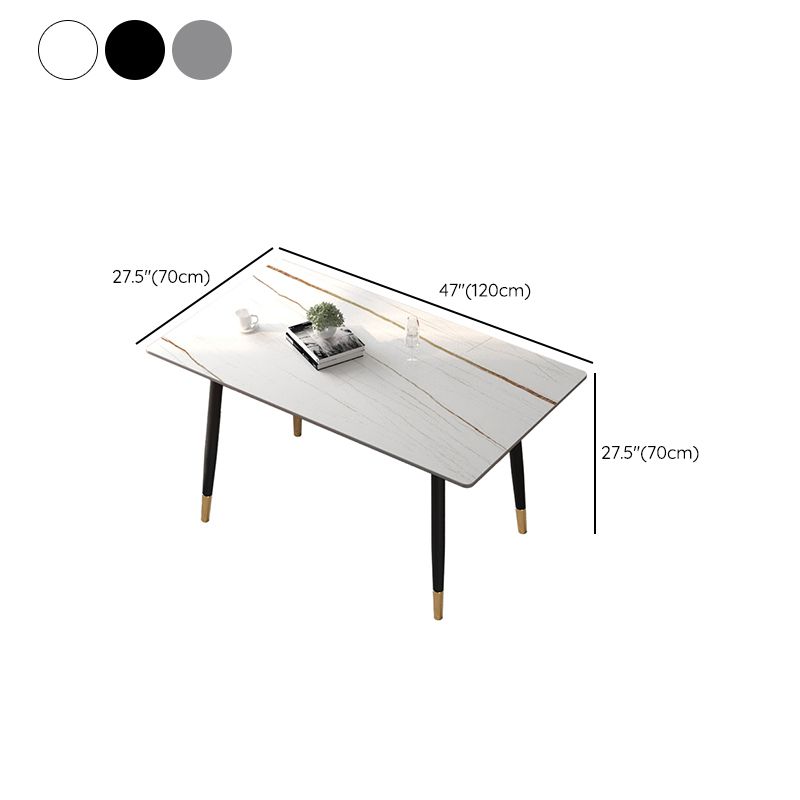 Contemporary Rectangular Stone Dining Table with 4 Steel Foot