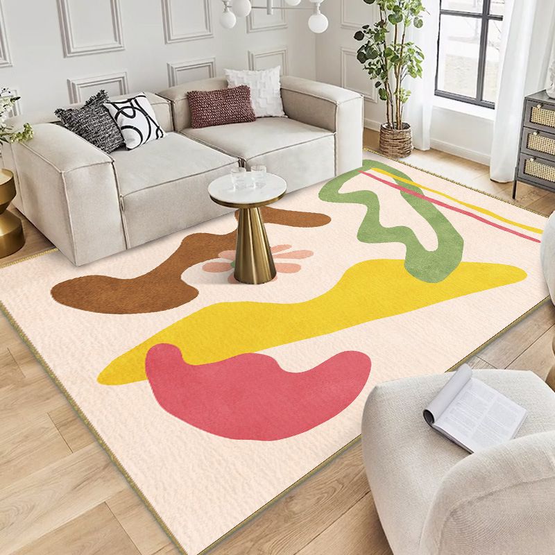 Tapis green kid polyester abstrait tapis lavable tapis lavable pour le salon