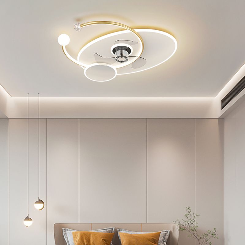 Multi Light Ceiling Fan Lighting Modern Style Metal Ceiling Fan Light for Living Room