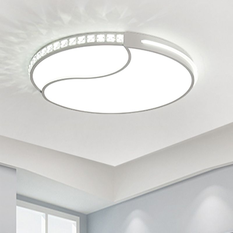 16.5"/20.5"/24.5" Wide Crystal Circular Flush Mount Lighting Contemporary LED Ceiling Light Fixture in Warm/White Light