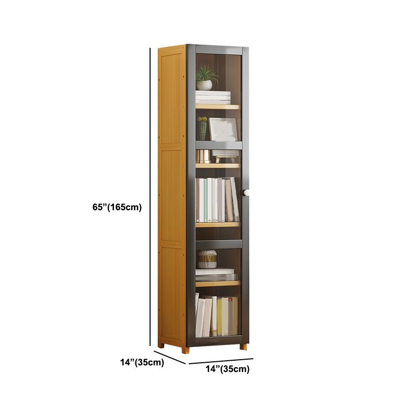 Modern Standard Bookcase Bamboo Closed Back Shelf with Doors
