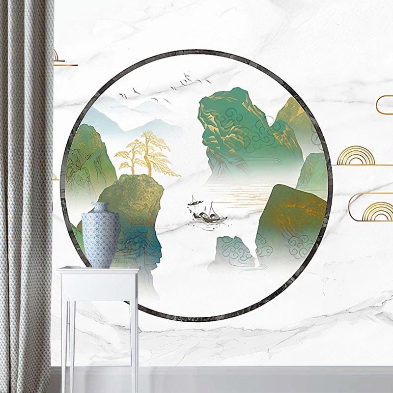 Illustration Mountain Mural Full Size Wall Art for Accent Wall, Custom-Printed