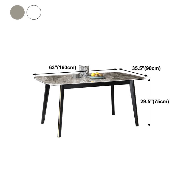 Meubles en pierre de rectangle de table de salle à manger de style industriel avec 4 pieds