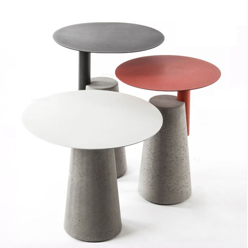 Iron Top End Side Table Concrete Pedestal Sofa Side Accent Table