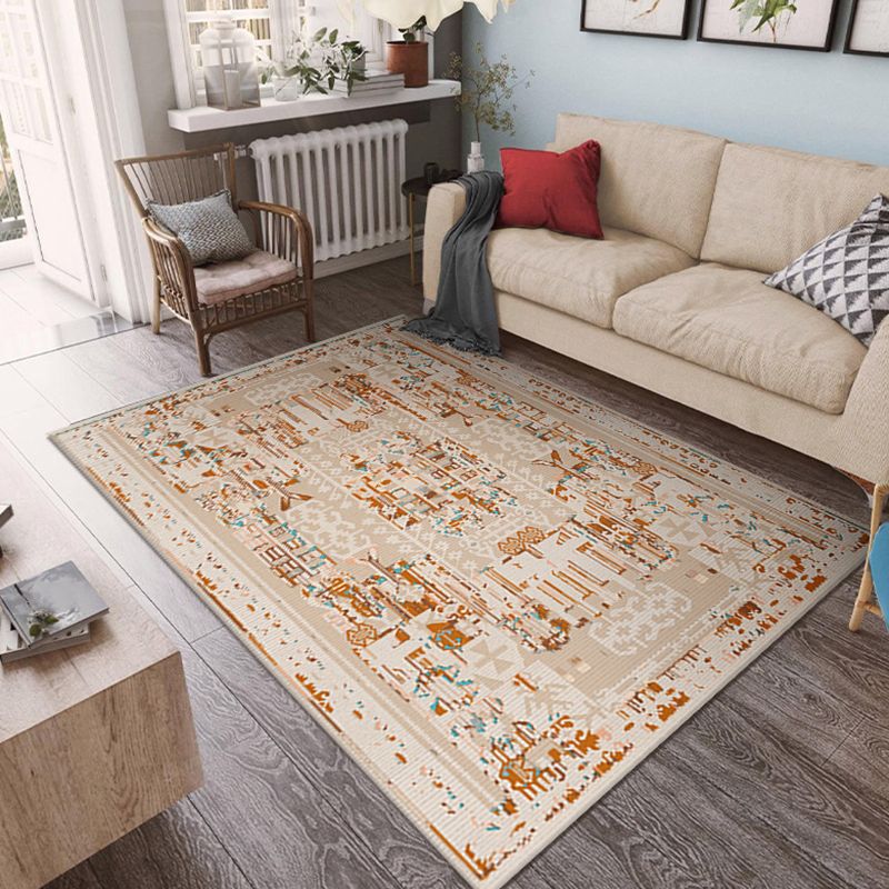 Marokkaans vintage bedrukt tapijt, polyester binnentapijt, antisliptapijt voor woonkamer en slaapkamer