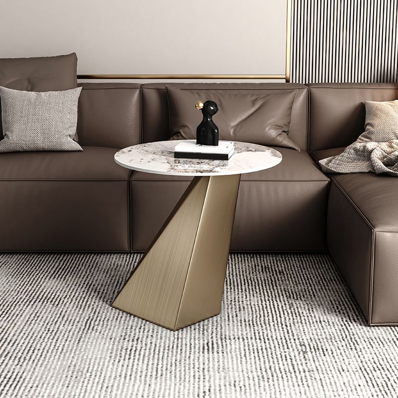 20.5" Tall Modern Slate Top Side Table Steel Pedestal End Table