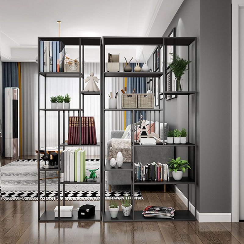 Modern Metal Bookshelf Etagere Open Shelf Bookcase in Burnish-70.8" H x 11.8" W