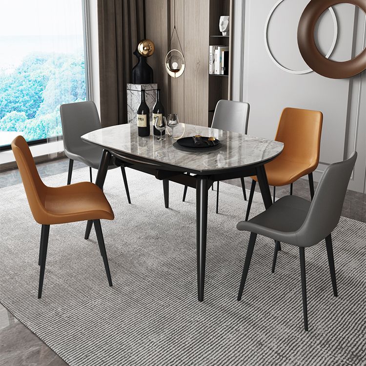 Mesa de comedor redonda contemporánea Mesa de piedra sinterizada con 4 patas de madera maciza de cenizas