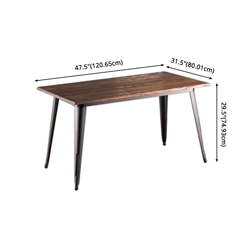 Juego de comedor de madera maciza de estilo industrial con mesa de forma rectangular y 4 patas base para uso en el hogar