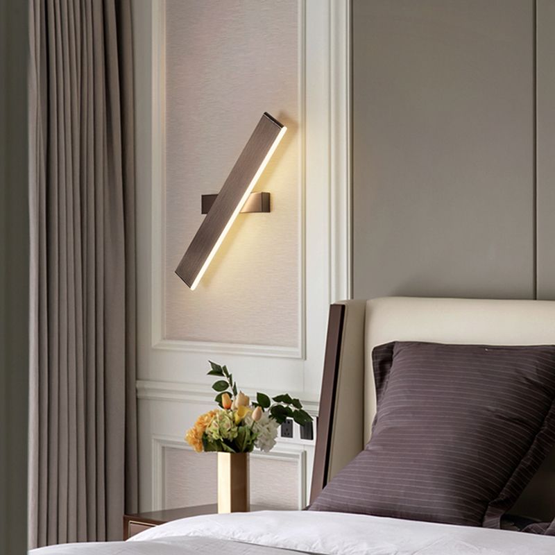 Brown Rectangular LED Wall Lamp in Modern Artistic Style Aluminium Rotatable Wall Light for Bedroom