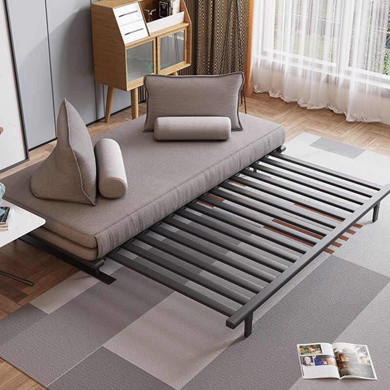 Modern Style Convertible Sofa Round Arm Upholstered Sofa Bed with Mattress