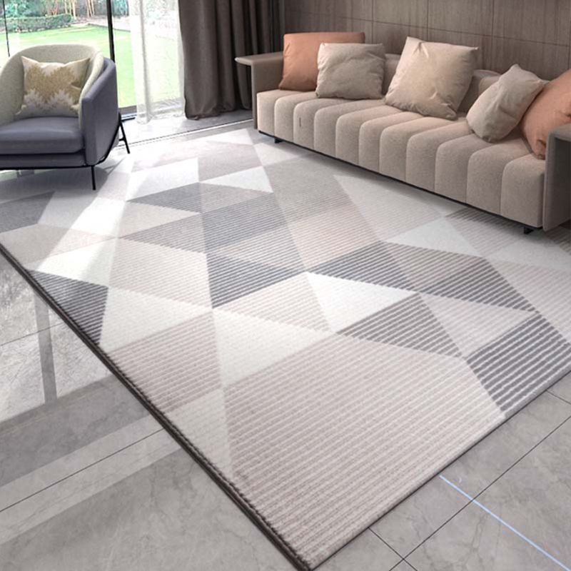 Modern Living Room Rug Multi Color Geometric Printed Indoor Rug Synthetics Non-Slip Backing Pet Friendly Area Carpet