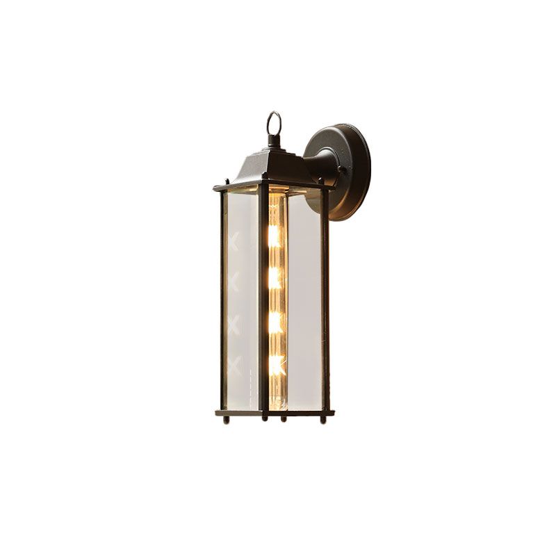 Black Rectangular Wall Lighting Classic Glass Single-Bulb Outdoor Wall Sconce Lamp