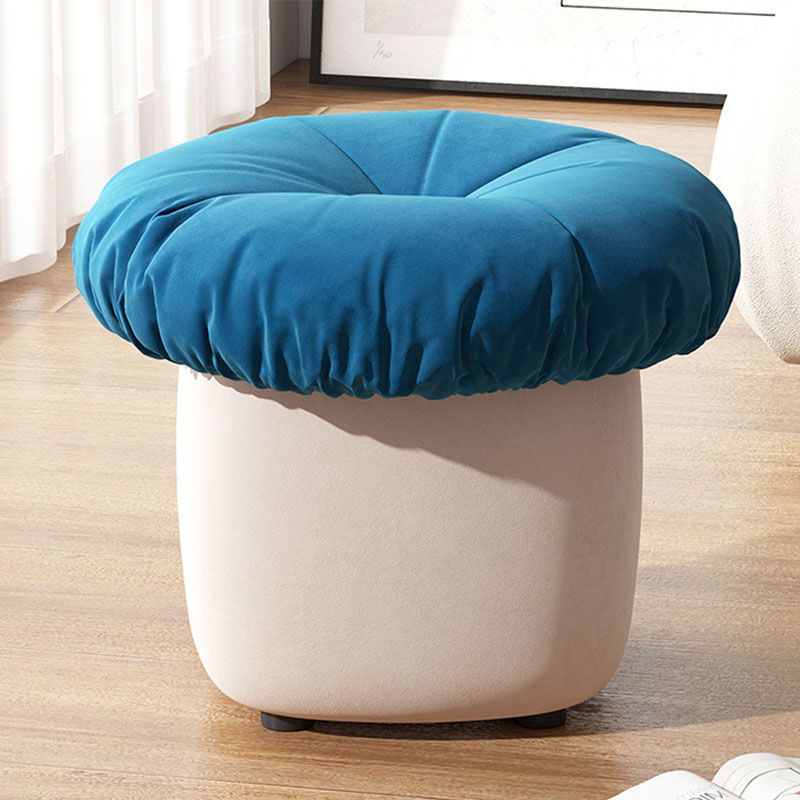 Contemporary Pouf Ottoman Cotton Upholstered Tufted Mushroom Shape Ottoman