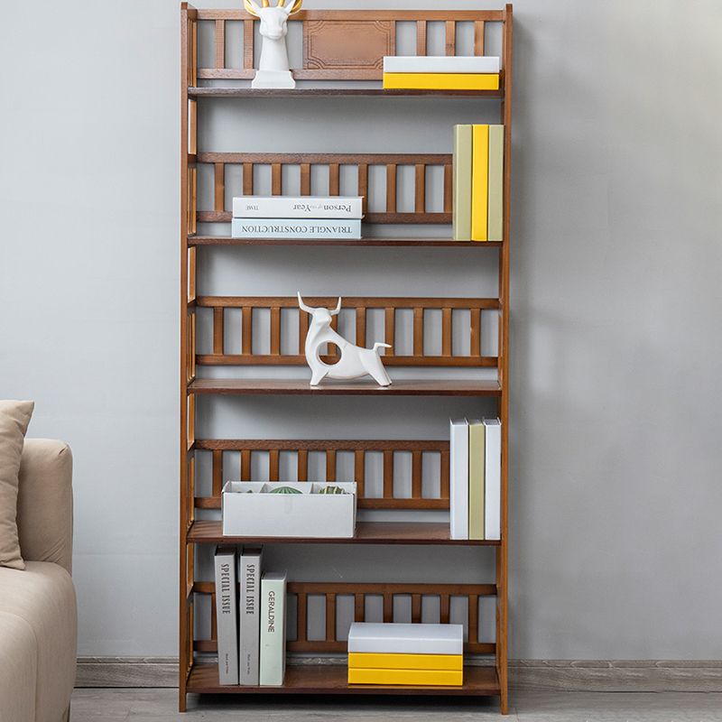Contemporary Open Back Bookshelf Standard Bamboo Bookcase for Home Office