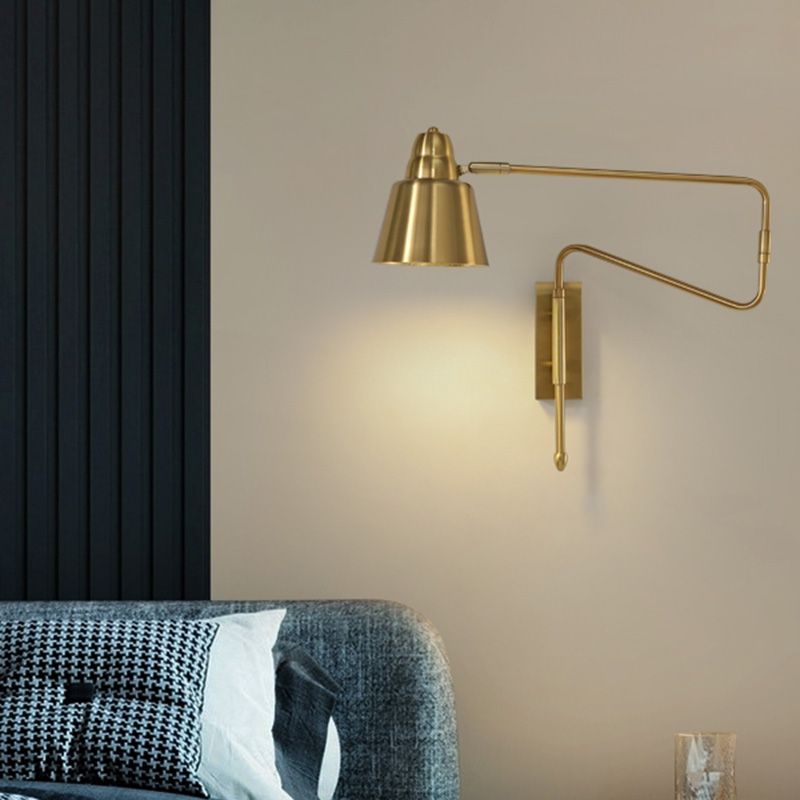 Gearceerde bedmuur gemonteerd leeslamp metaal 1 kop Noordse taakwand sconce met intrekbare arm