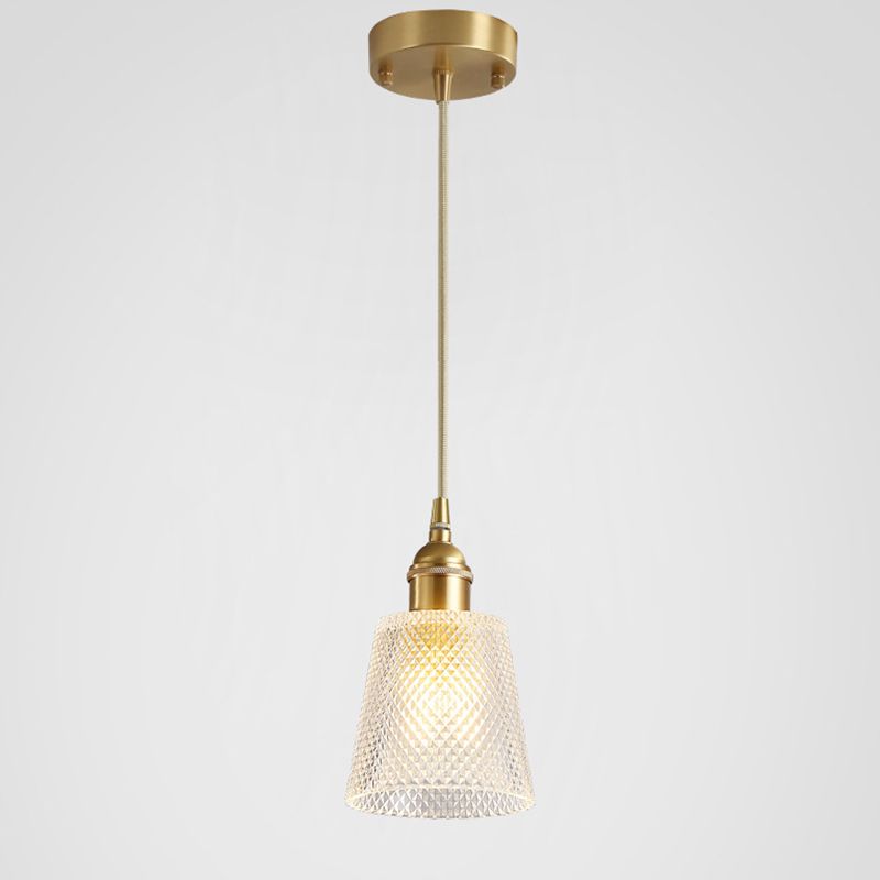 Tapered Pendant Light Fixture Mid-Century Modern Ribbed Glass Hanging Pendant Lights for Bar