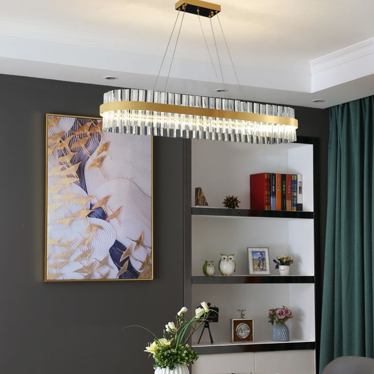 Postmodern Simplicity Round Pendant Chandelier Crystal Hanging Light Fixture for Living Room