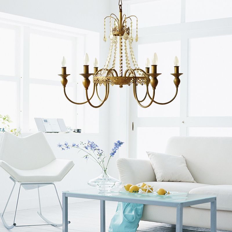 Cougies métal et cristal suspendu rustique 4/6 lumières salon lustre lumière en gris / blanc / laiton