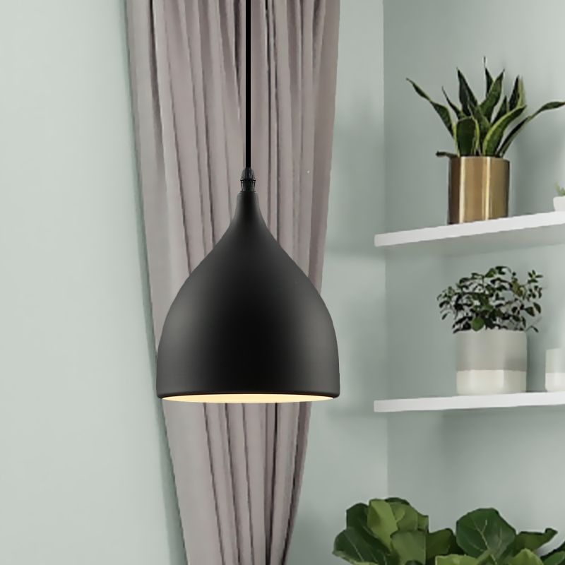 6.5"/10" Dia Dome Metal Hanging Ceiling Light Industrial 1 Light Restaurant Pendant Light in Black