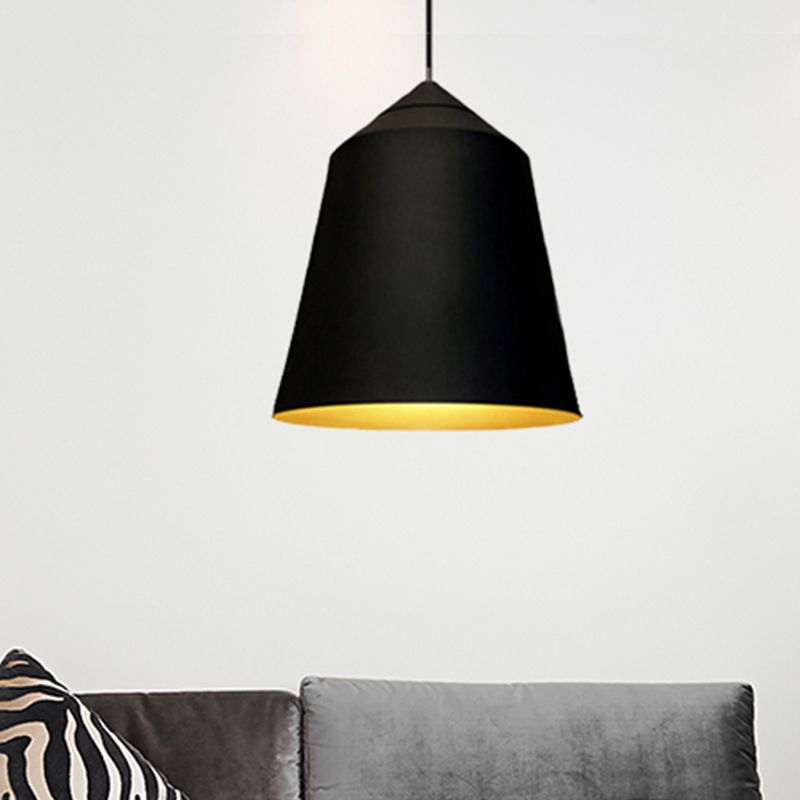 6"/13" Wide Bell Pendant Lighting Modern Metal 1 Light Black/White Hanging Ceiling Light