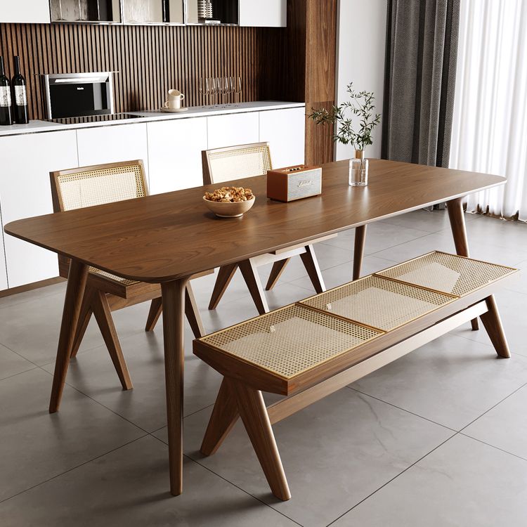 Medieval Modern Ash Wood Table Rectangle Table with 4 Legs for Home